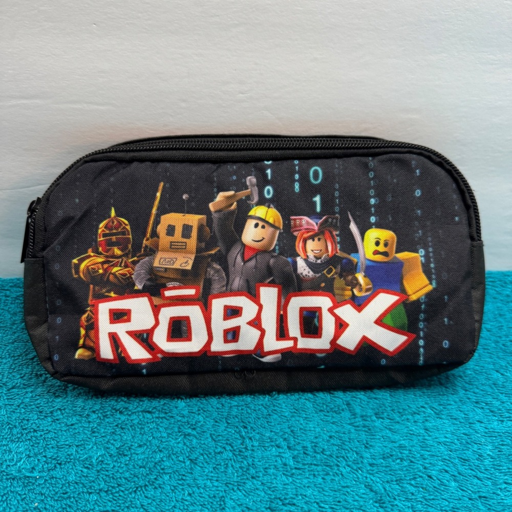 Roblox Pencil Case Black Canvas Zipper Pouch Gaming School Supplies Organizer